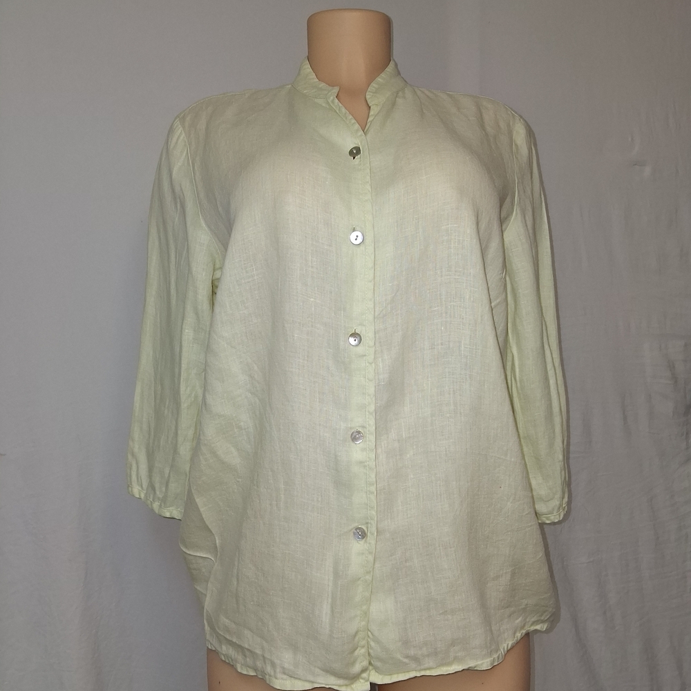 JILLIAN JONES women Size L Chic Light Green Button-Down Shirt